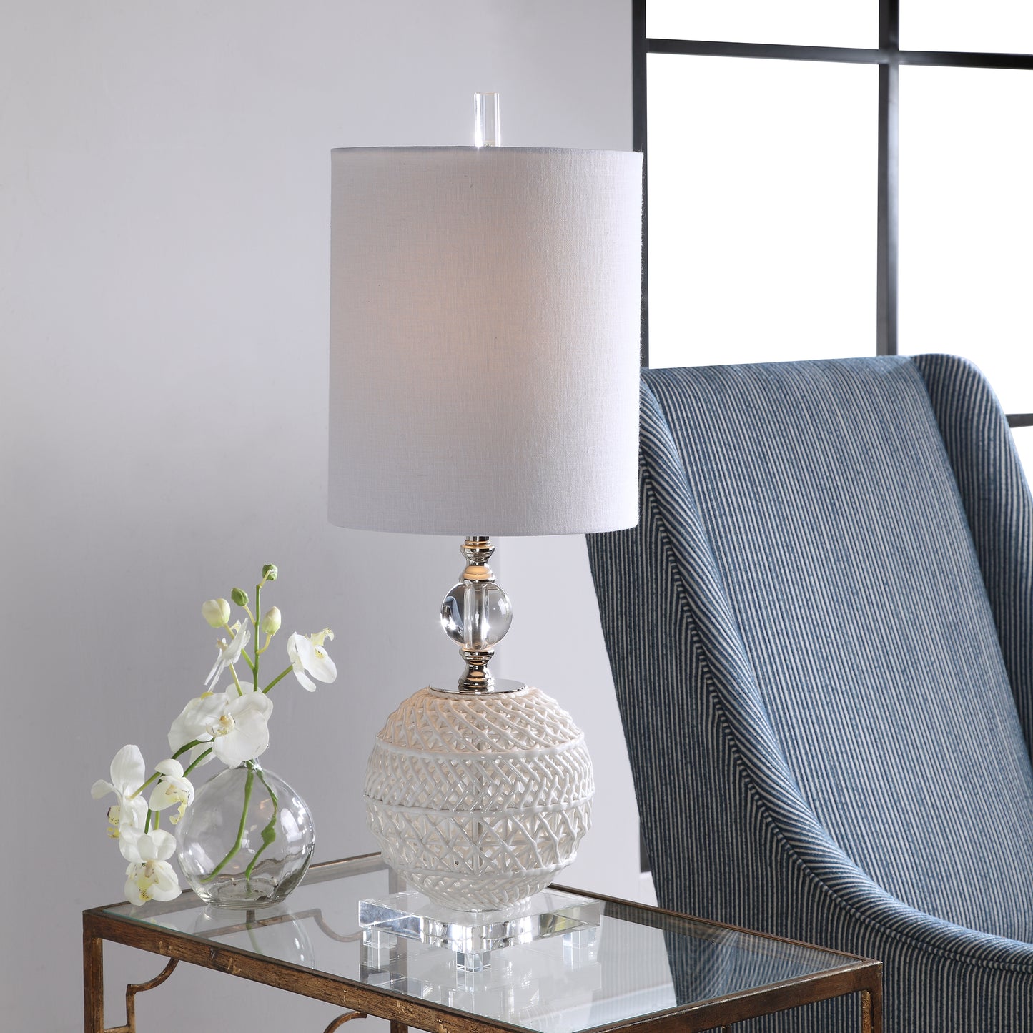 Uttermost 29741-1 Mazarine Open Ceramic Buffet Lamp