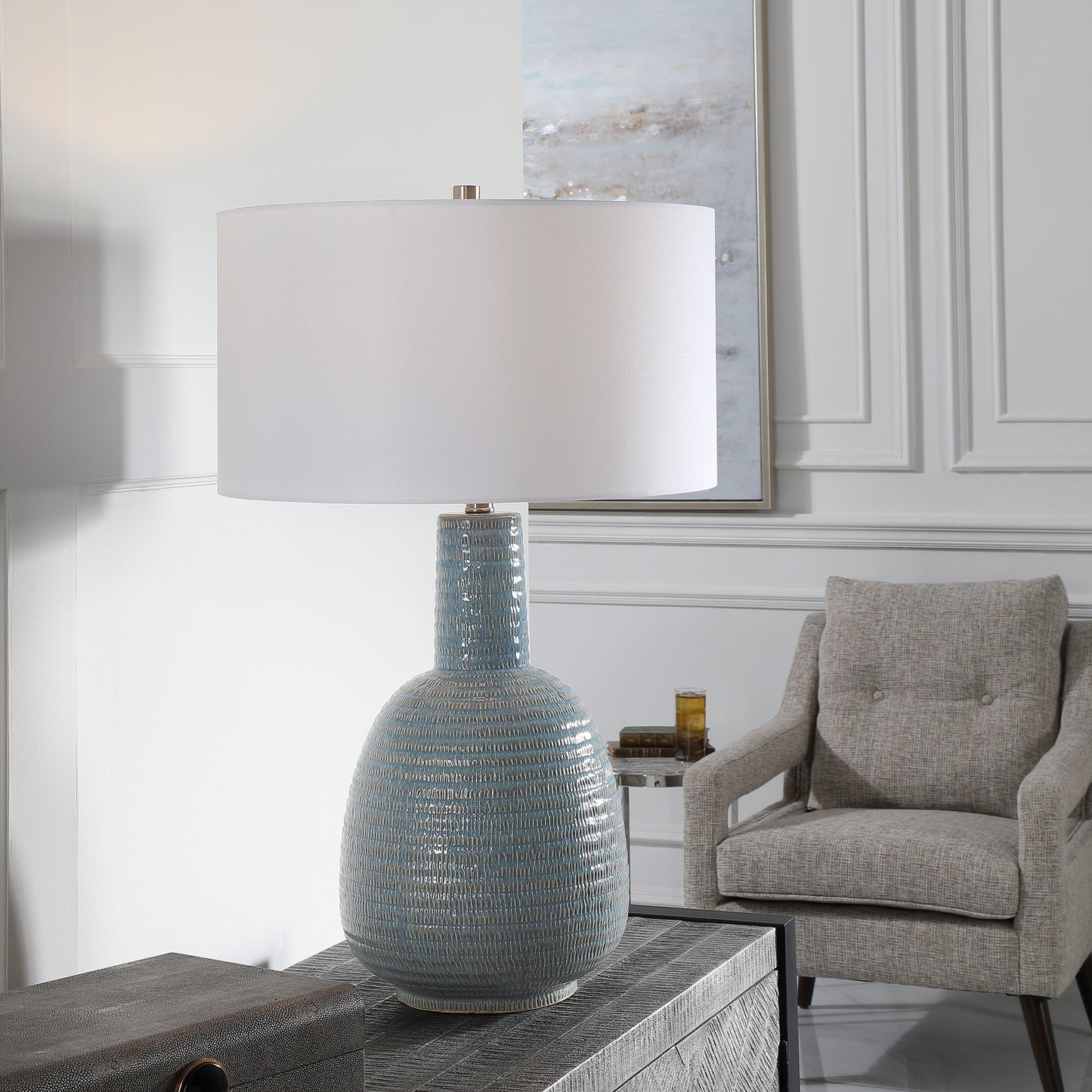 Uttermost 28384-1 Delta Light Aqua Table Lamp