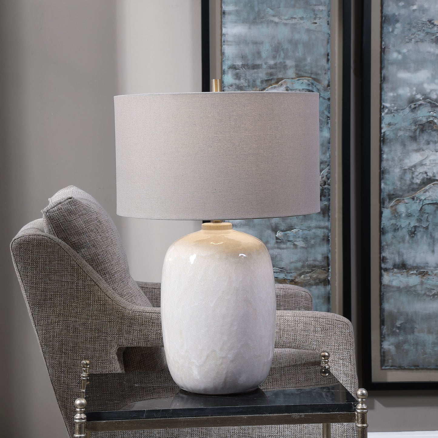 Uttermost 28390-1 Winterscape White Glaze Table Lamp