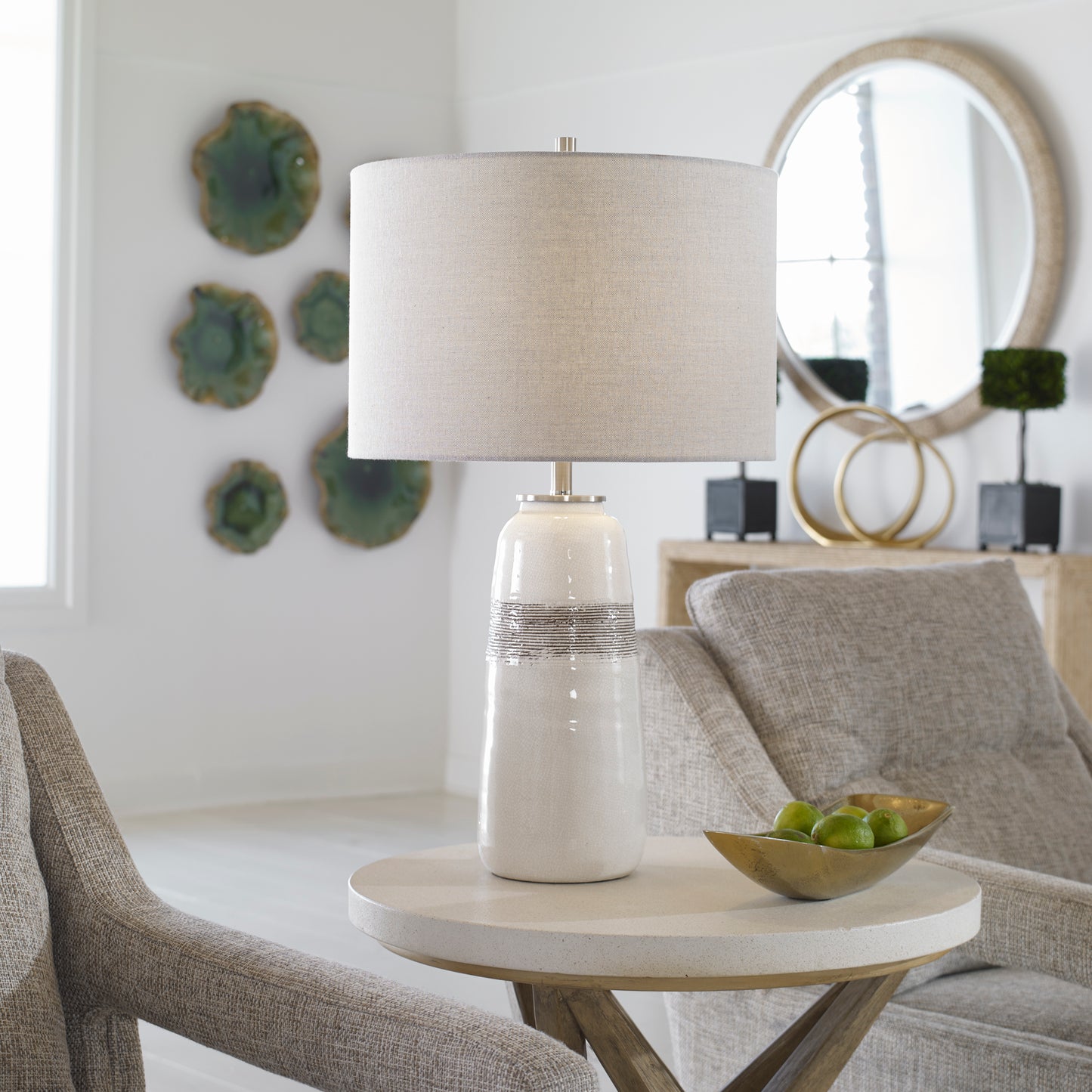 Uttermost 28392-1 Comanche White Crackle Table Lamp