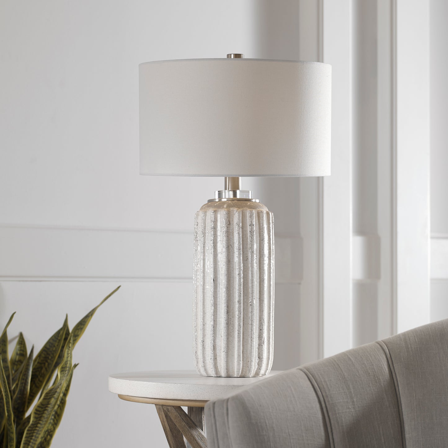 Uttermost 28431 Azariah White Crackle Table Lamp