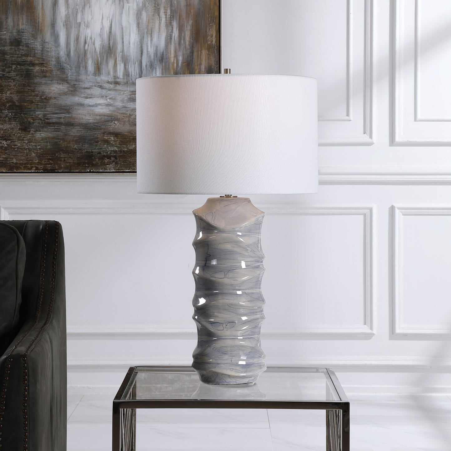 Uttermost 28467 Waves Blue & White Table Lamp