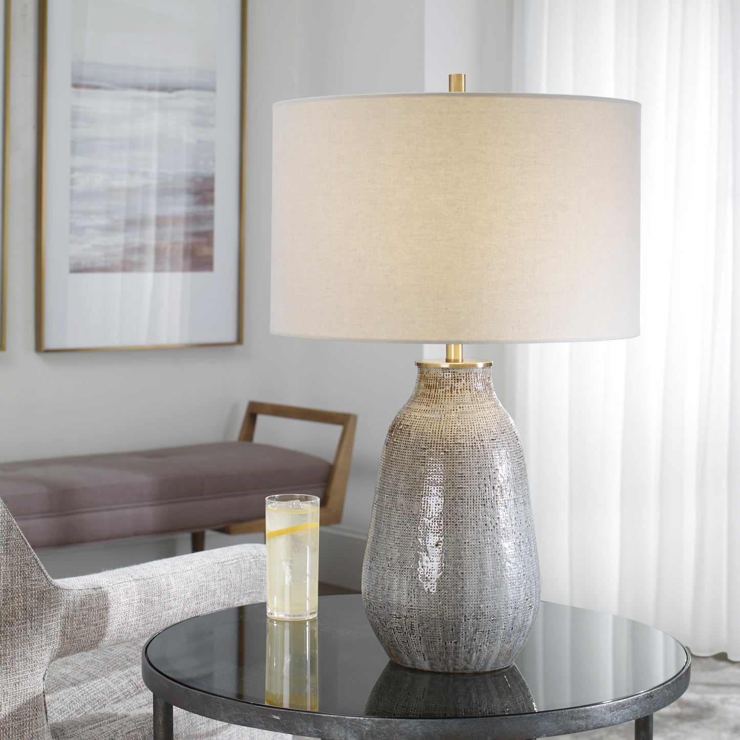 Uttermost 28484-1 Monacan Gray Textured Table Lamp