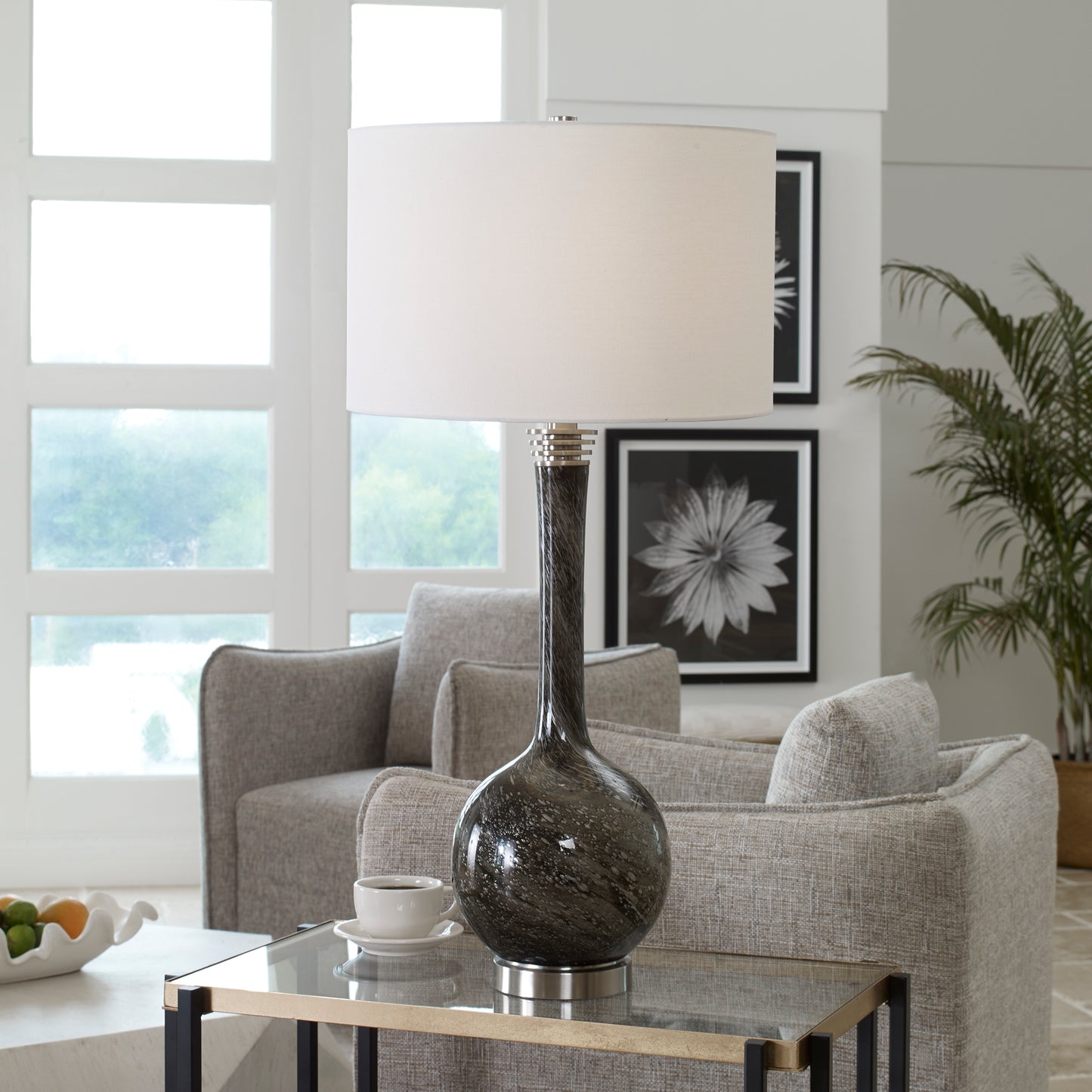 Uttermost 28485 Cosmos Charcoal Glass Table Lamp