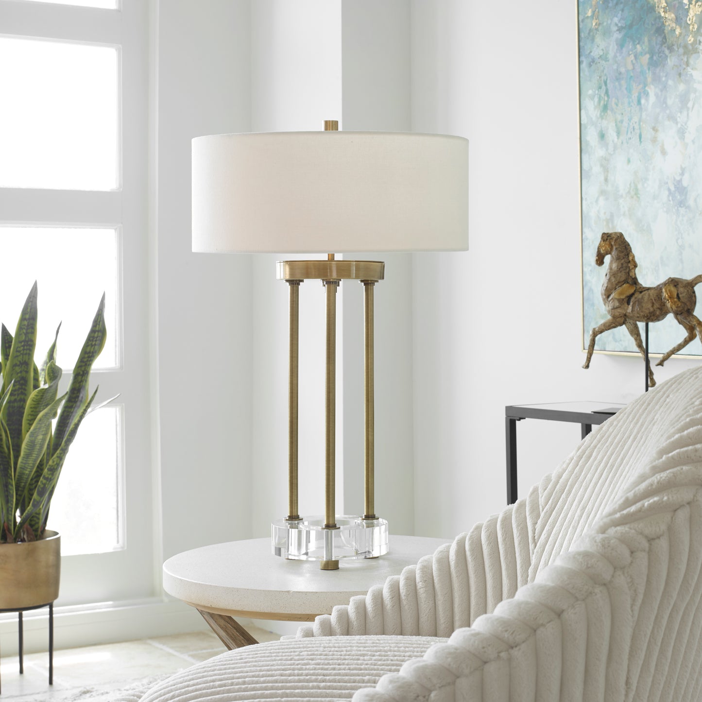Uttermost 30013-1 Pantheon Brass Rod Table Lamp