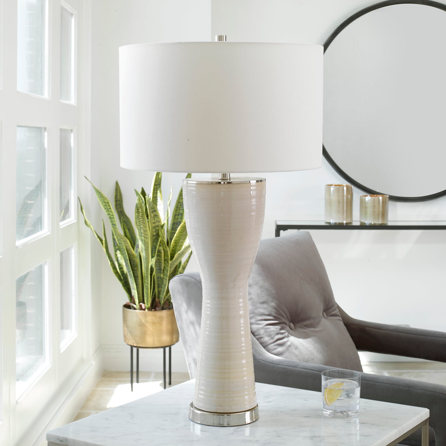 Uttermost 30001-1 Amphora Off-White Glaze Table Lamp