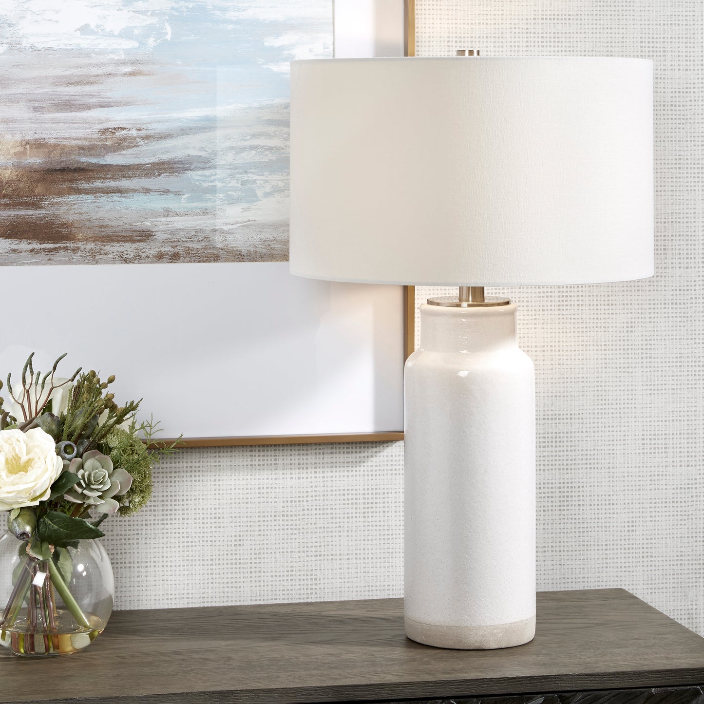 Uttermost 30038 Albany White Farmhouse Table Lamp
