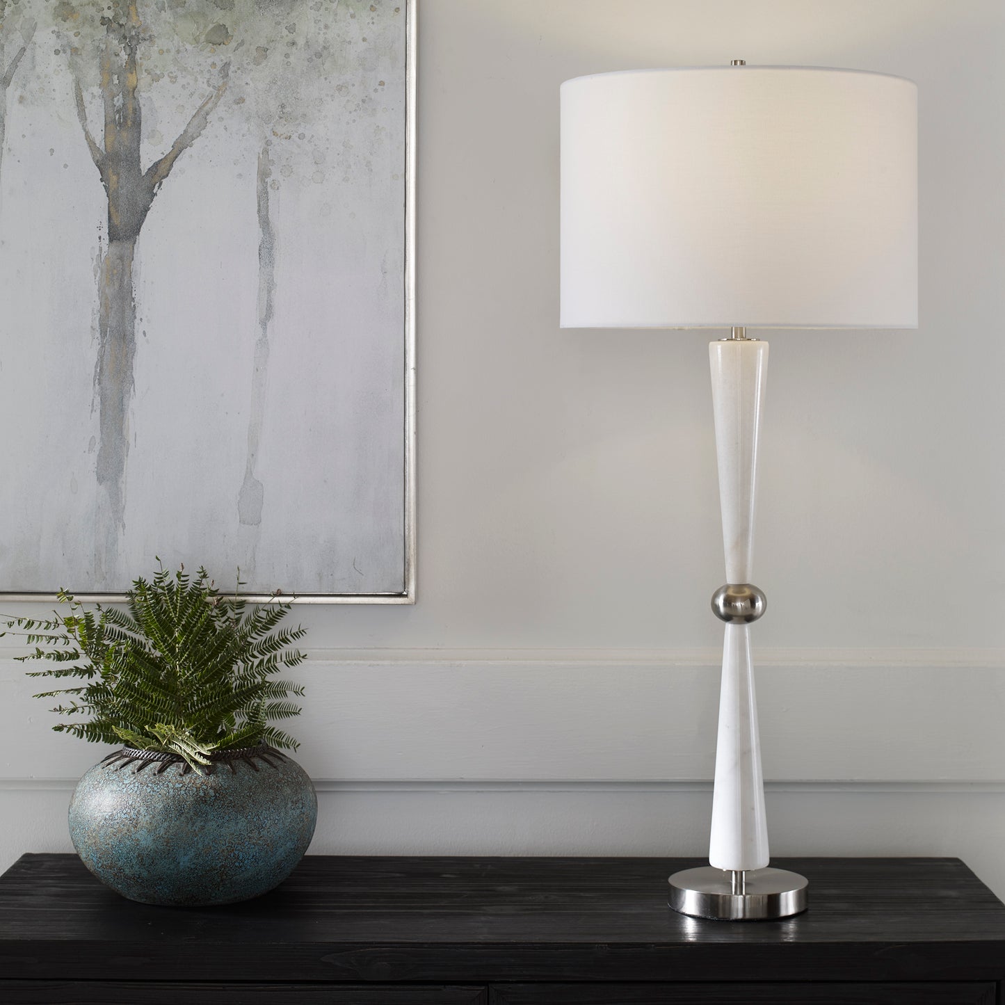 Uttermost 30064 Hourglass White Table Lamp