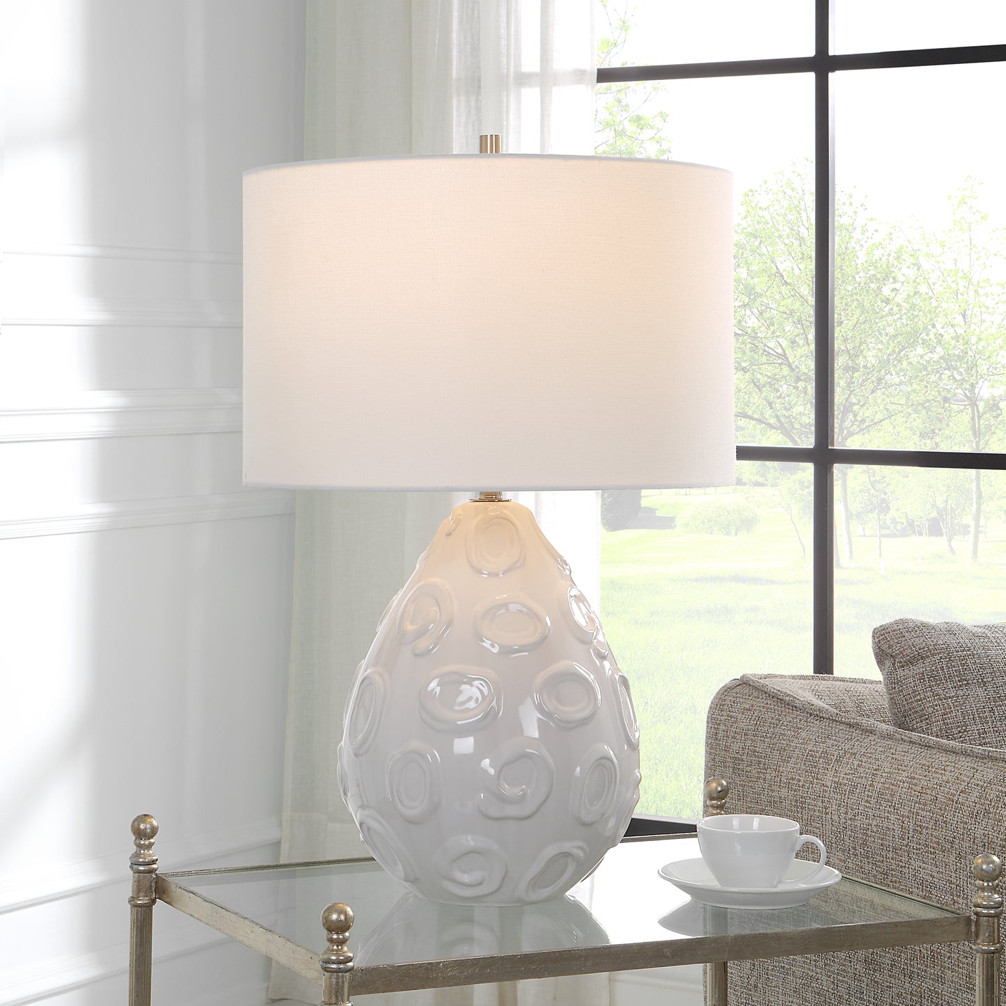 Uttermost 30159-1 Loop White Glaze Table Lamp