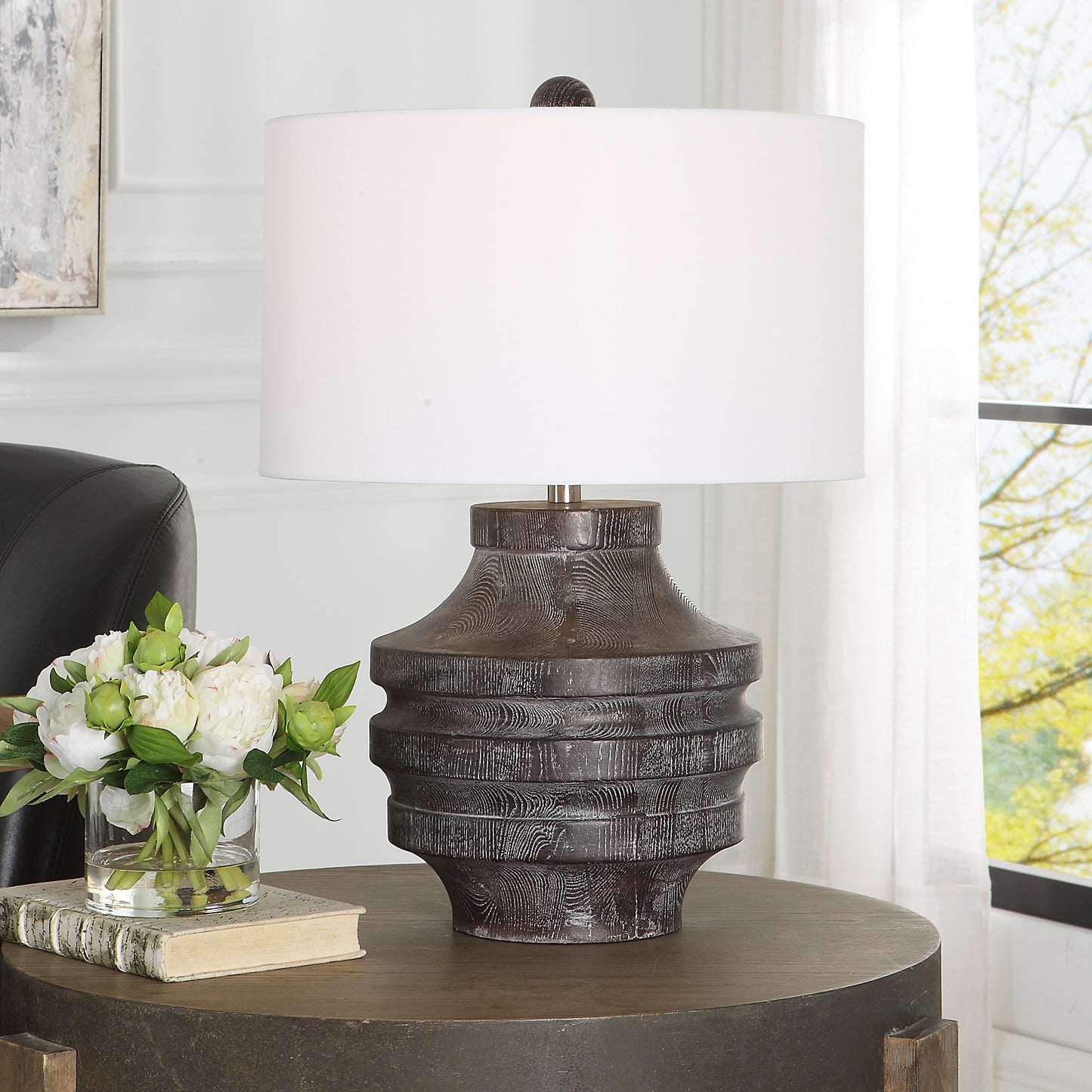 Uttermost 30147-1 Timber Carved Wood Table Lamp