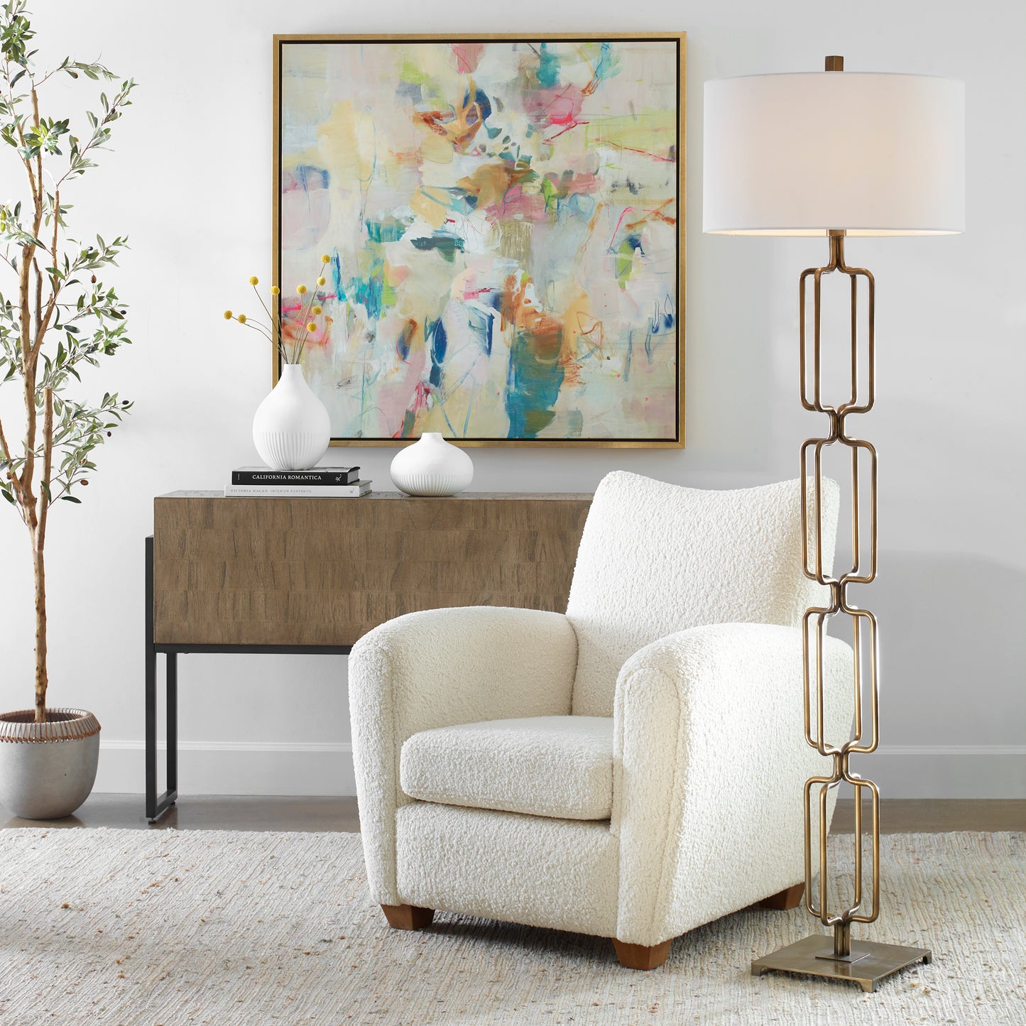 Uttermost 30148 Link Brushed Gold Floor Lamp
