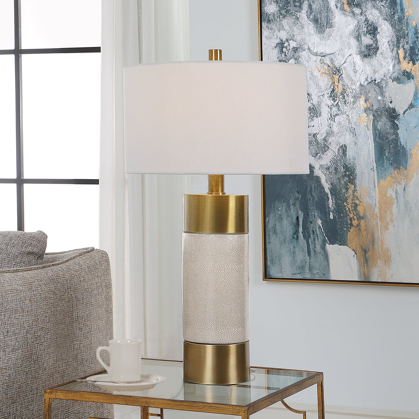 Uttermost 30124-1 Adelia Ivory & Brass Table Lamp