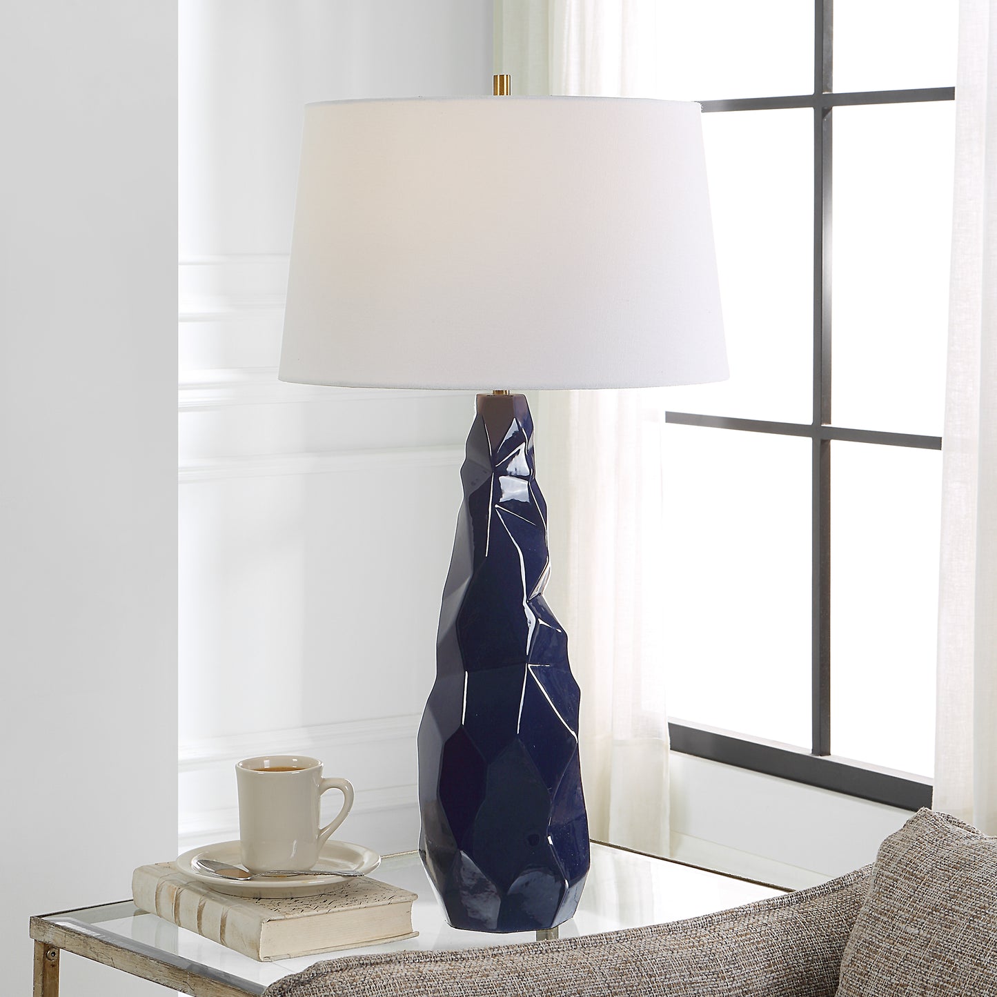 Uttermost 30173 Kavos Geometric Blue Table Lamp