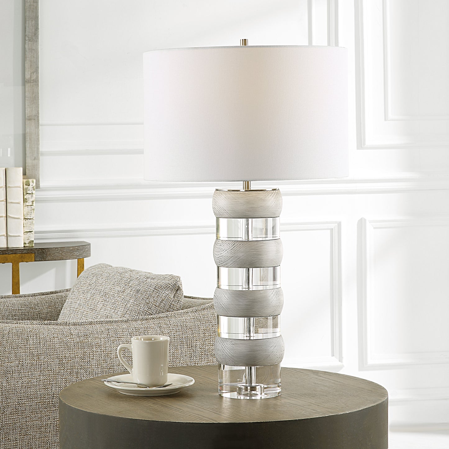 Uttermost 30192 Band Together Crystal & Wood Table Lamp