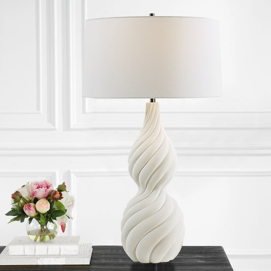 Uttermost 30240 Twisted Swirl White Table Lamp