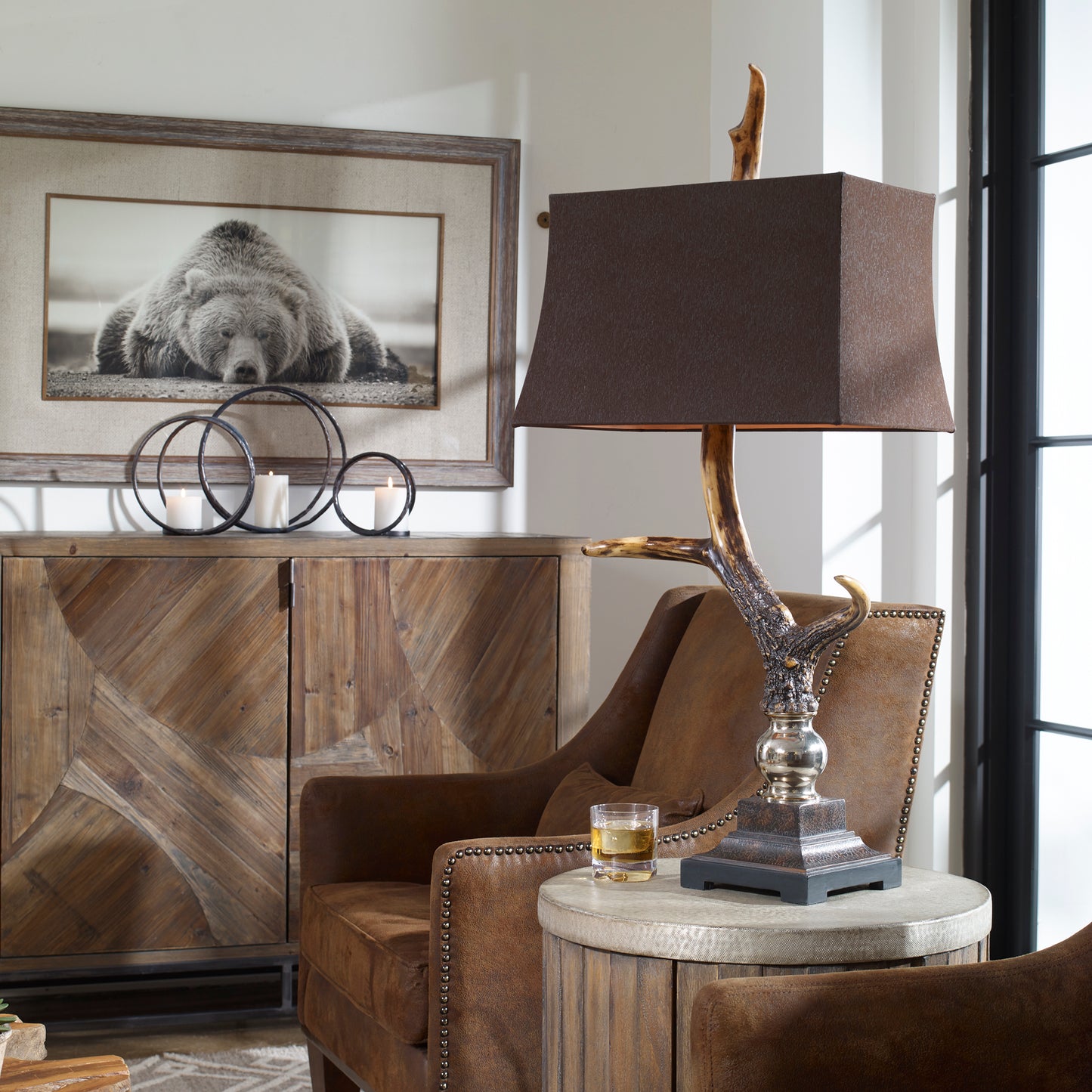 Uttermost 27960 Stag Horn Dark Shade Table Lamp