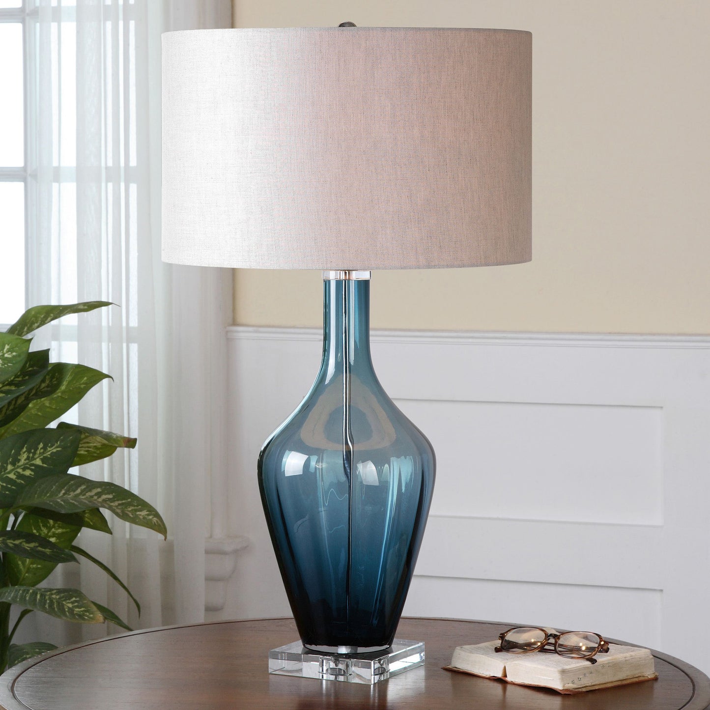 Uttermost 26191-1 Hagano Blue Glass Table Lamp