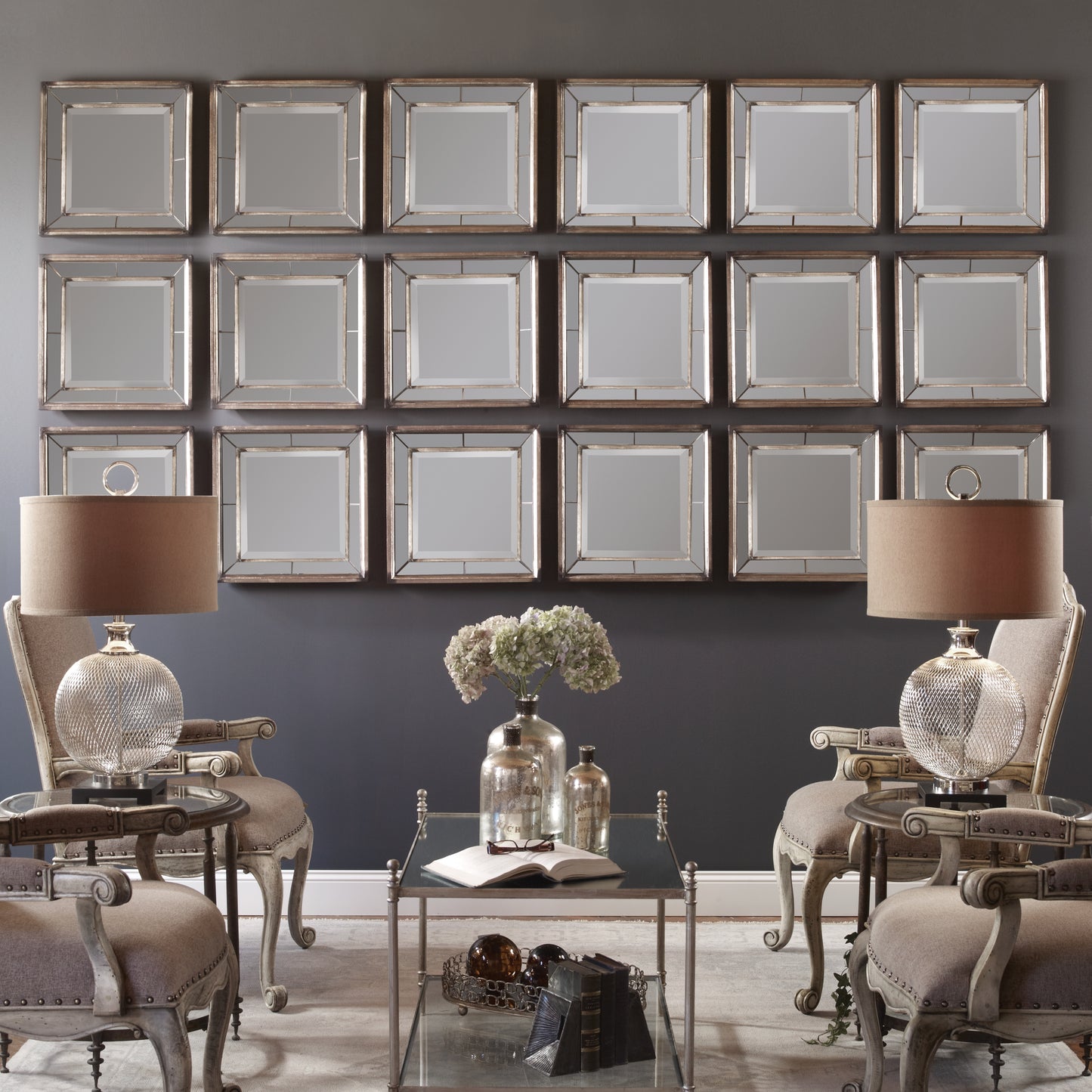 Uttermost 13555 B Davion Squares Silver Mirror Set/2
