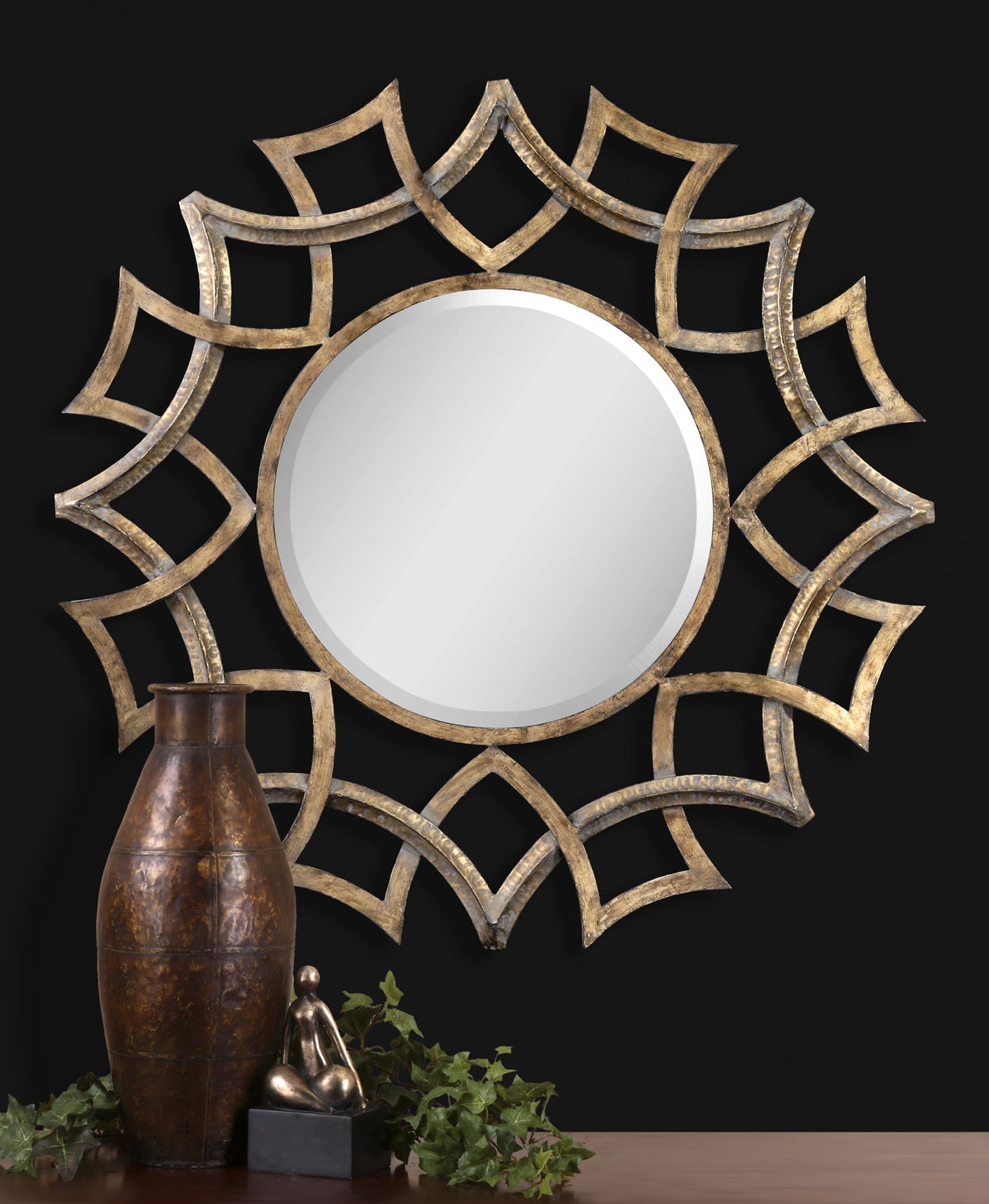 Uttermost 12730 B Demarco Round Antique Gold Mirror