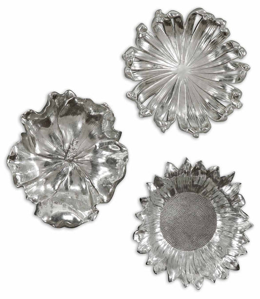 Uttermost 08503 Silver Flowers Wall Art, Set/3