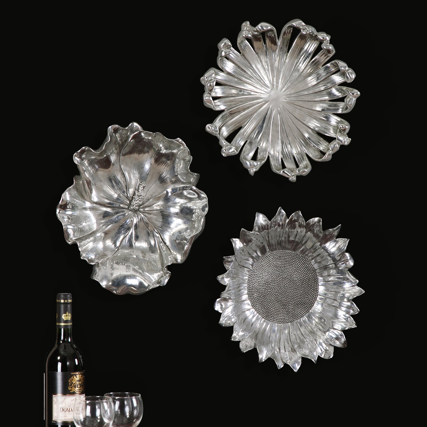 Uttermost 08503 Silver Flowers Wall Art, Set/3