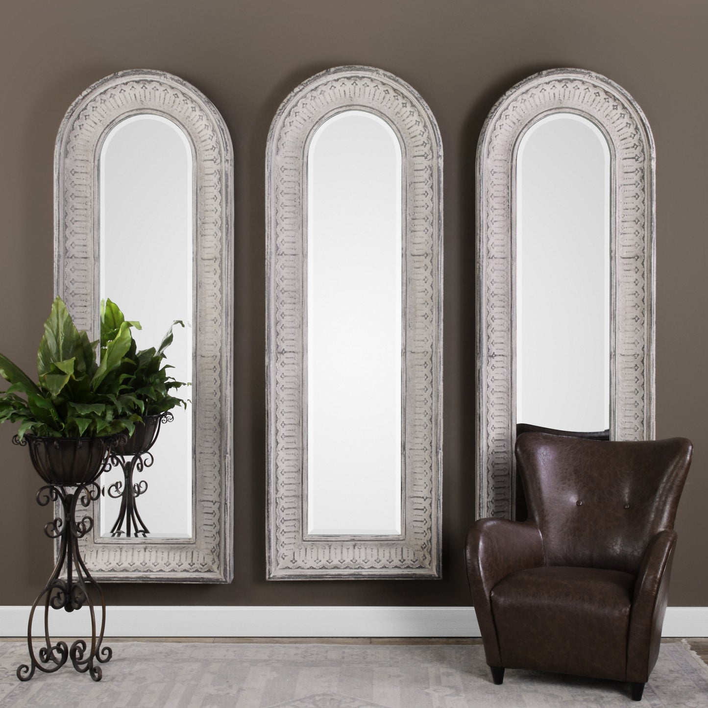 Uttermost 09118 Argenton Aged Gray Arch Mirror