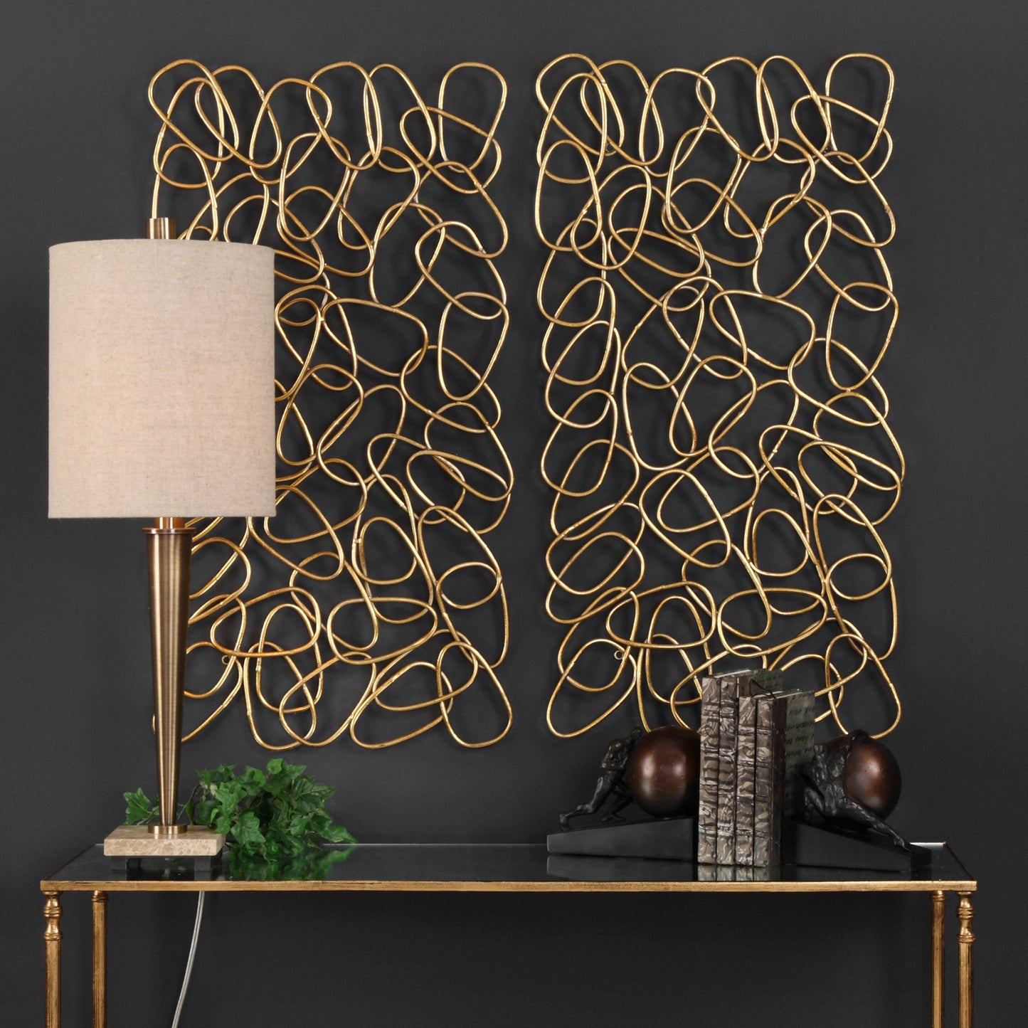 Uttermost 04124 In The Loop Gold Wall Art S/2