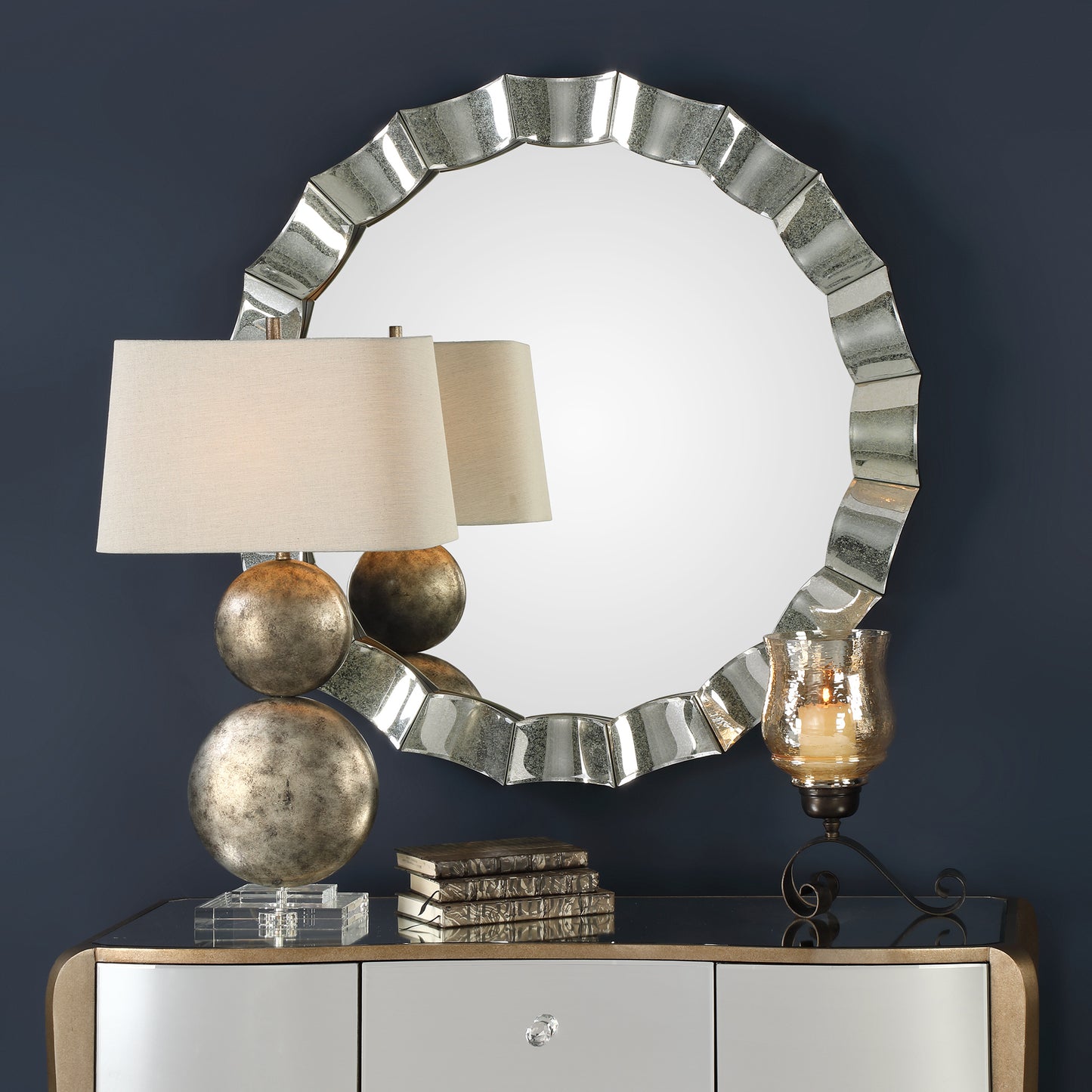 Uttermost 09334 Sabino Scalloped Round Mirror