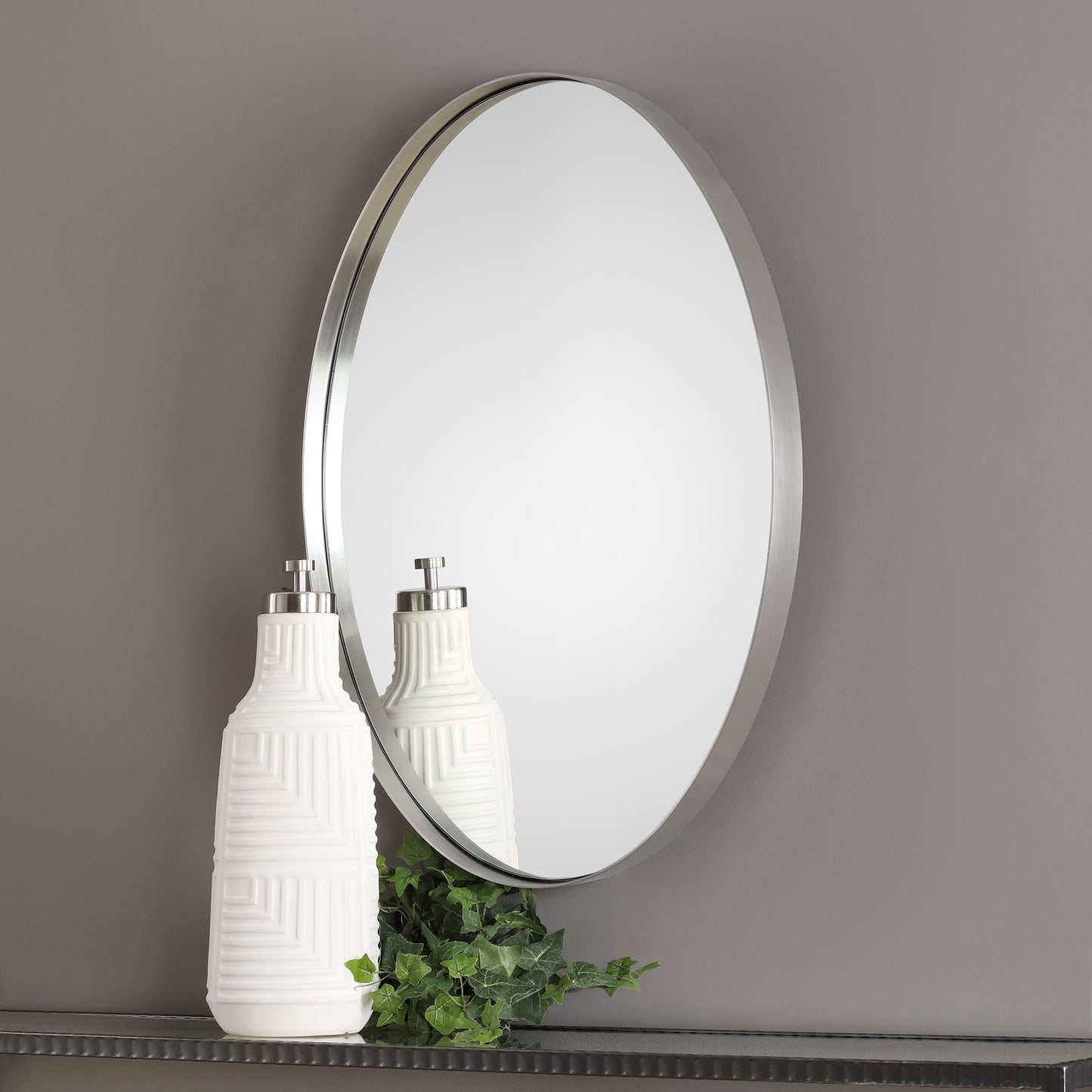 Uttermost 09354 Pursley Brushed Nickel Oval Mirror