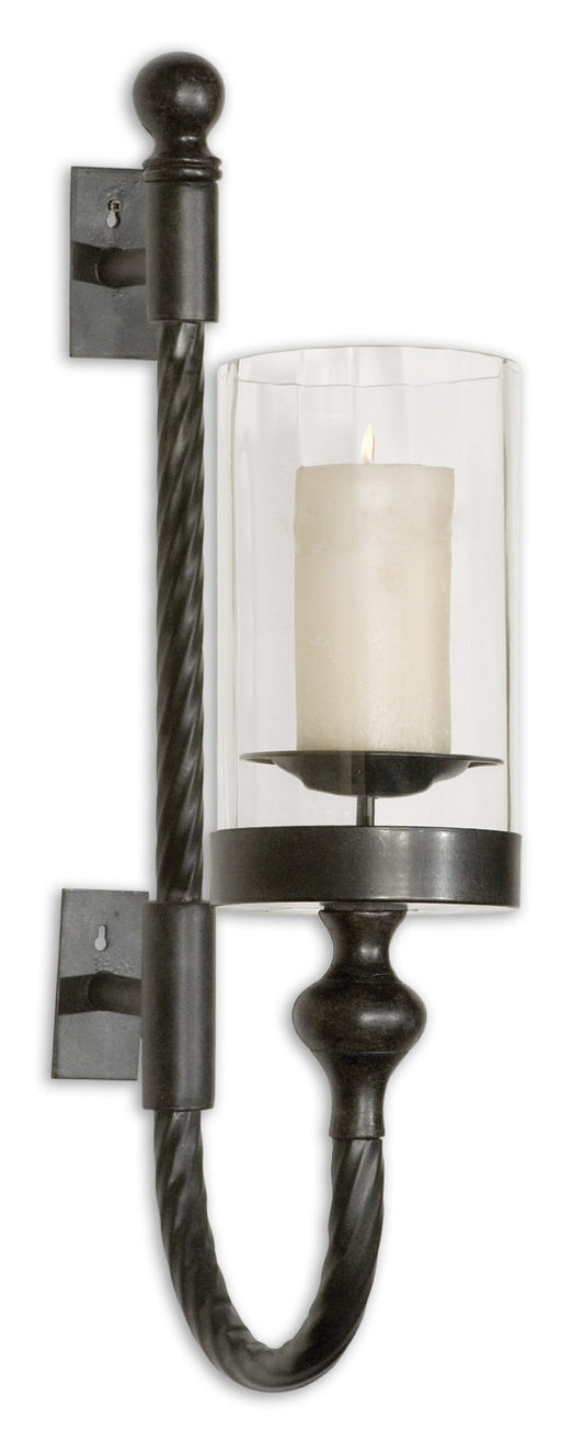 Uttermost 19476 Garvin Twist Metal Sconce With Candle