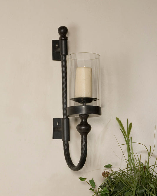 Uttermost 19476 Garvin Twist Metal Sconce With Candle