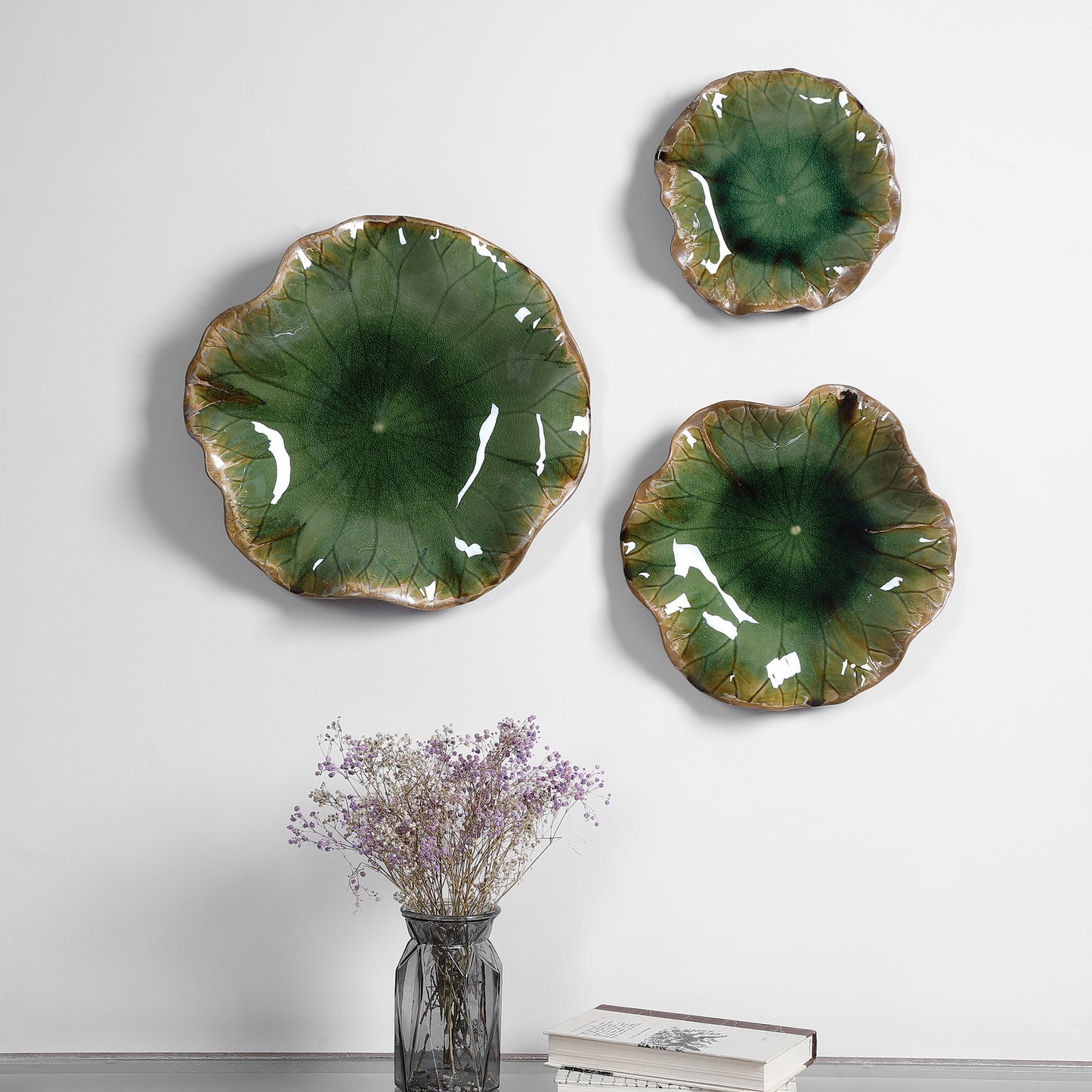 Uttermost 04247 Abella Green Ceramic Wall Decor, S/3