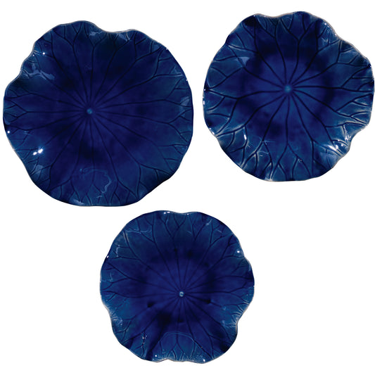 Uttermost 04253 Abella Blue Ceramic Wall Decor, S/3