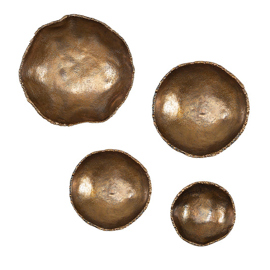 Uttermost 04299 Lucky Coins Brass Wall Bowls, S/4
