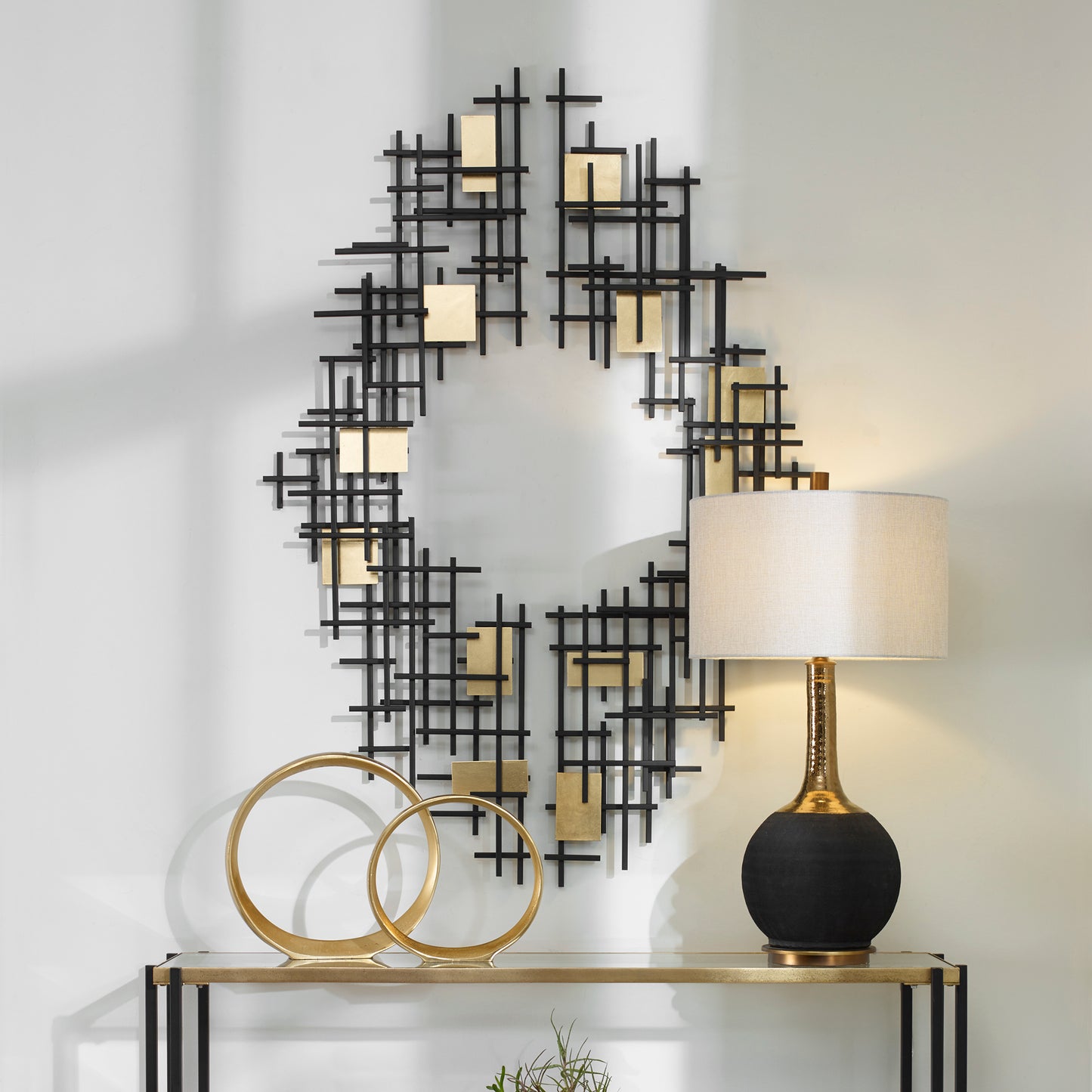 Uttermost 04305 Reflection Metal Grid Wall Decor, S/2