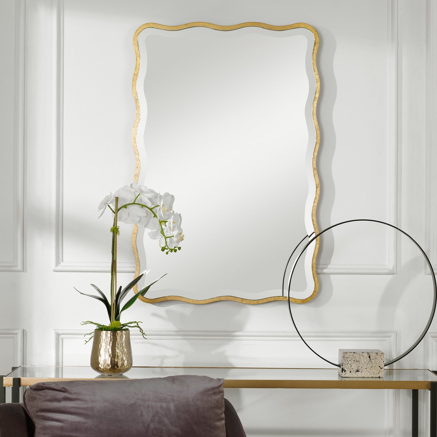 Uttermost 09827 Aneta Gold Scalloped Mirror
