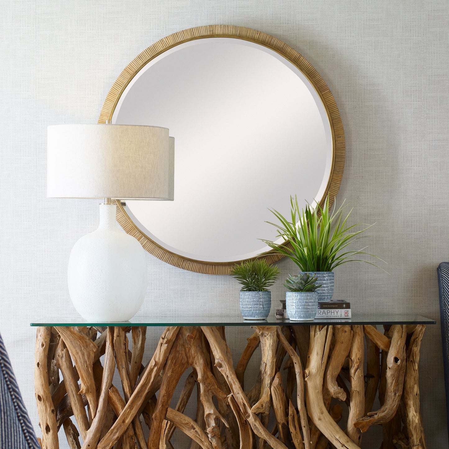 Uttermost 09849 Paradise Round Rattan Mirror