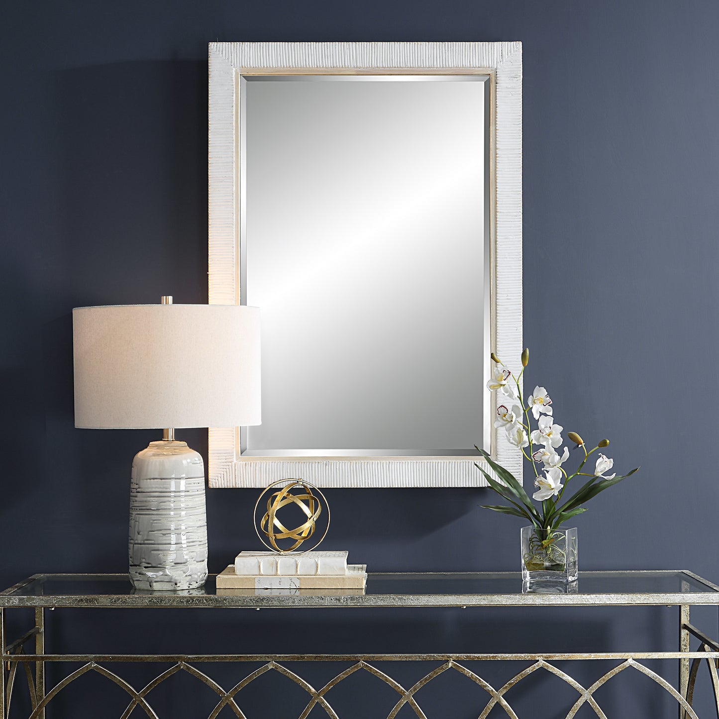 Uttermost 09829 Cape Whitewashed Rattan Mirror