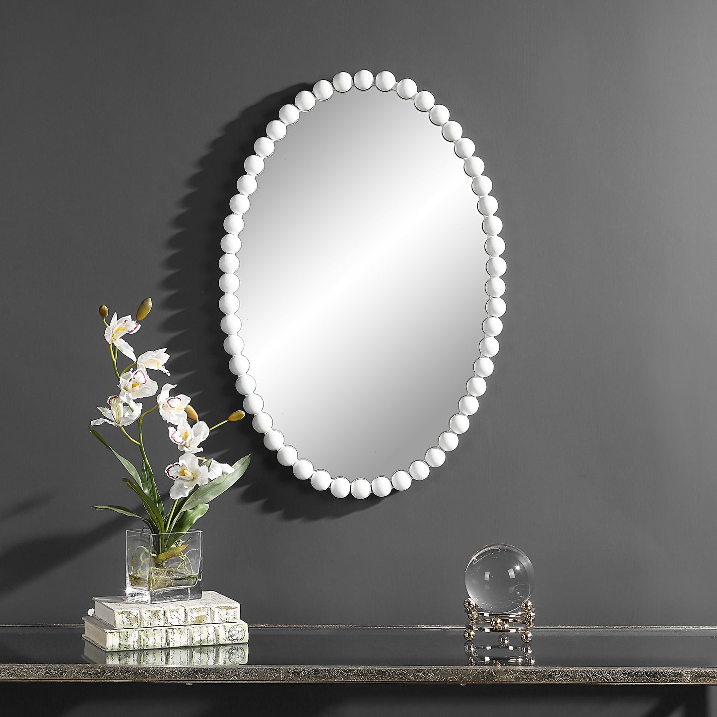 Uttermost 09874 Serna White Oval Mirror