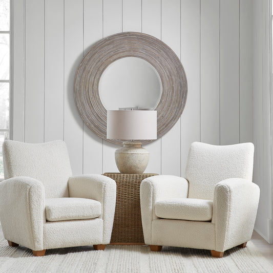 Uttermost 08173 Vortex White Washed Round Mirror