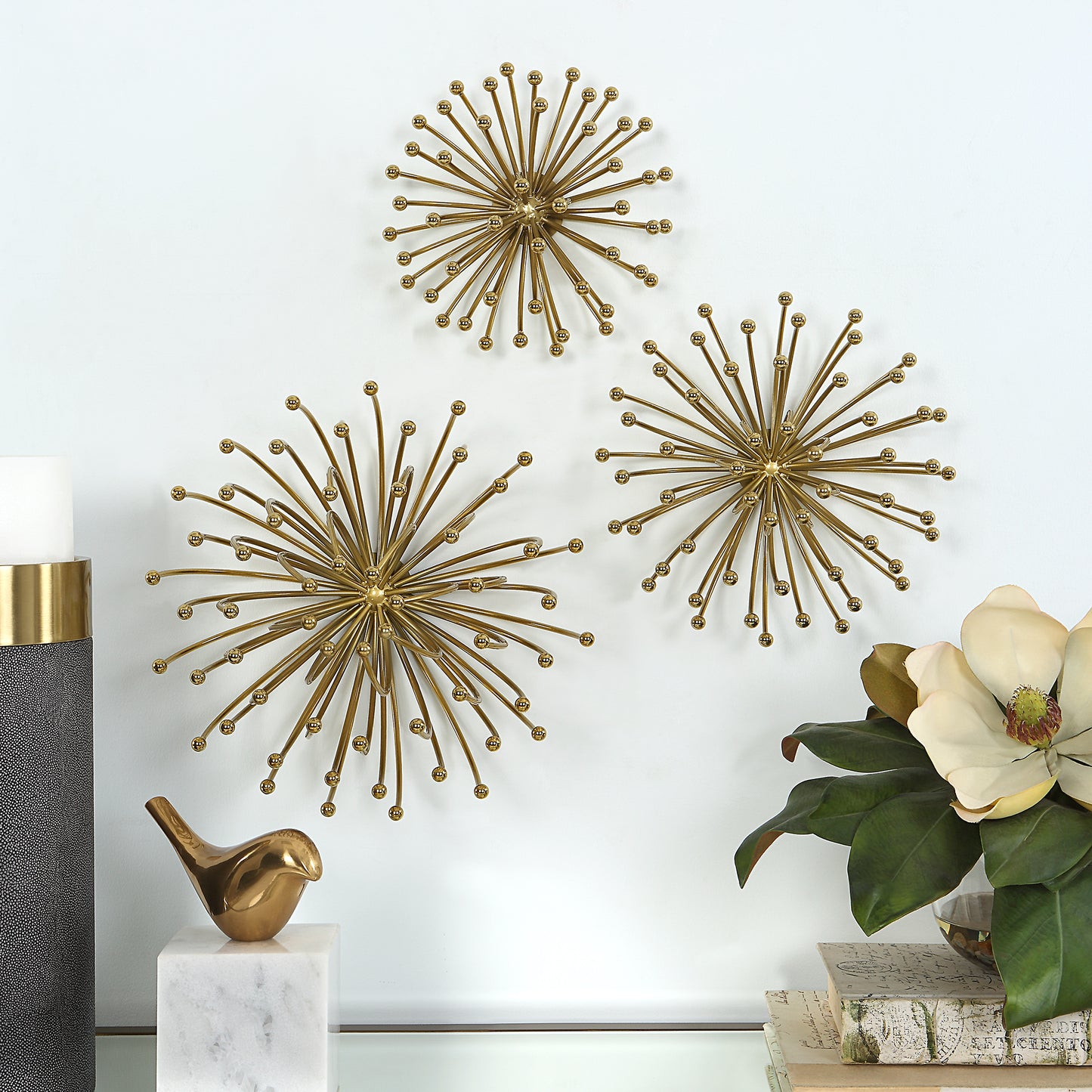 Uttermost 04337 Aga Gold Metal Wall Decor, S/3