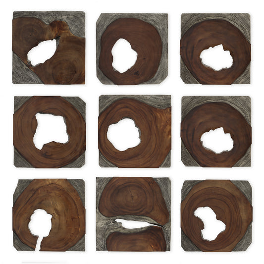 Uttermost 04349 Jungle Wood Paneled Wall Art, Set/9