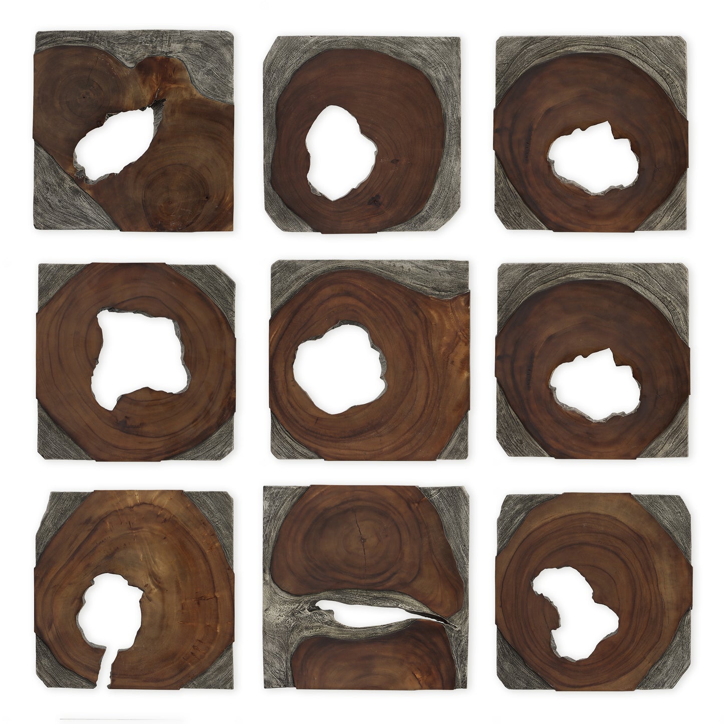 Uttermost 04349 Jungle Wood Paneled Wall Art, Set/9