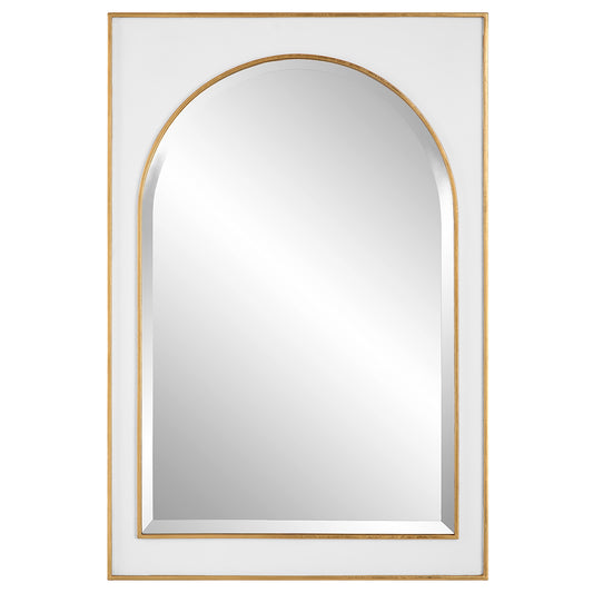 Uttermost 09916 Crisanta Gloss White Arch Mirror