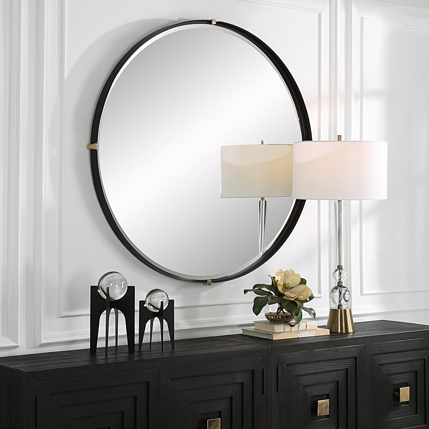 Uttermost 09939 Bonded Round Black Mirror