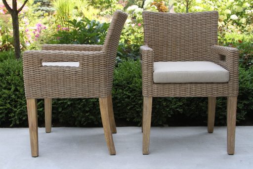 Outdoor Interiors 46520 Wheat Wicker & Eucalyptus Wash Armchair with Olefin Cushion 2 Pack