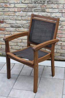Outdoor Interiors 10555DK Eucalyptus & Brown Sling Stacking Armchair