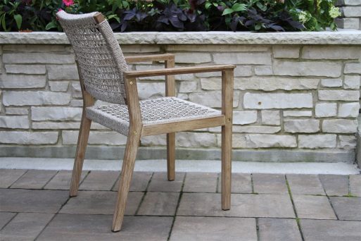 Outdoor Interiors 46611 Nautical Rope and Eucalyptus Wash Dining Chair 2 Pack