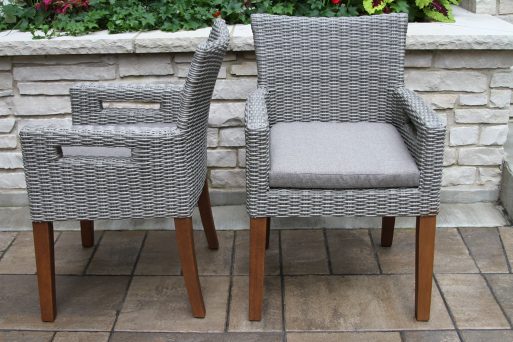 Outdoor Interiors 30520 Wicker & Eucalyptus Armchair with Olefin Cushion 2 Pack