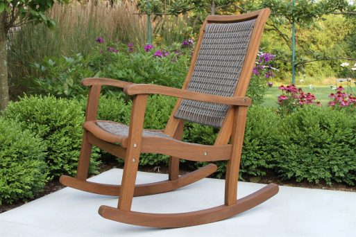 Outdoor Interiors 21095RCG Driftwood Grey Wicker & Eucalyptus Rocking Chair